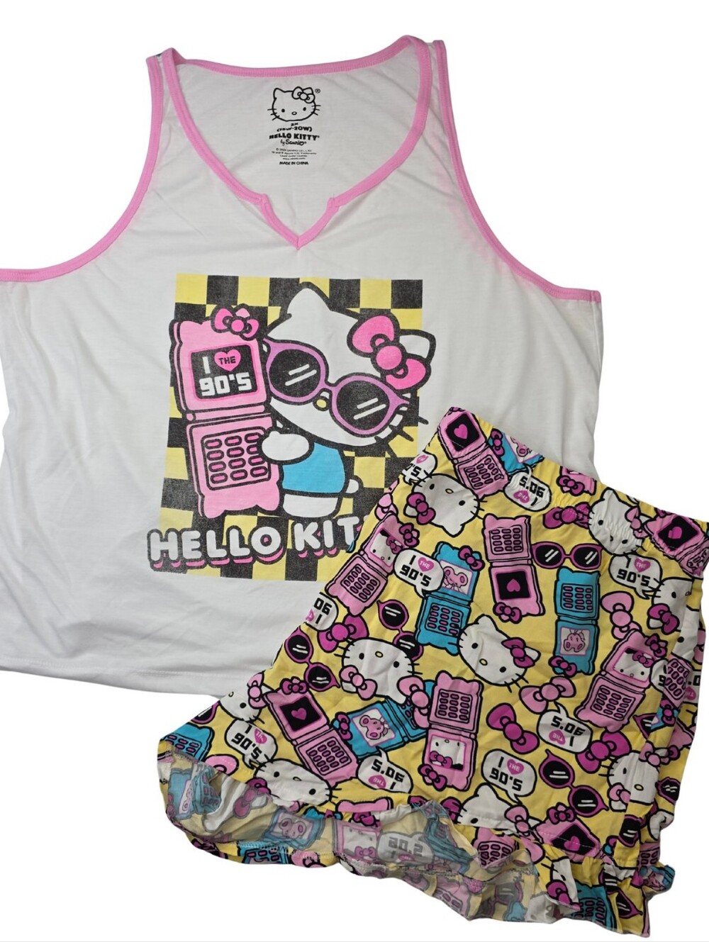 Hello Kitty 2X Tank & Shorts Pajama Set I Love The 90's CX-3888